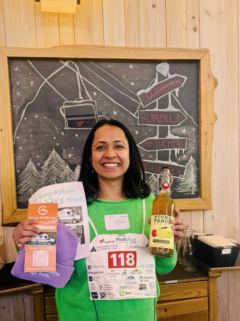 Reddhi Patel volunteering at Peak Pitch, Sugarbush